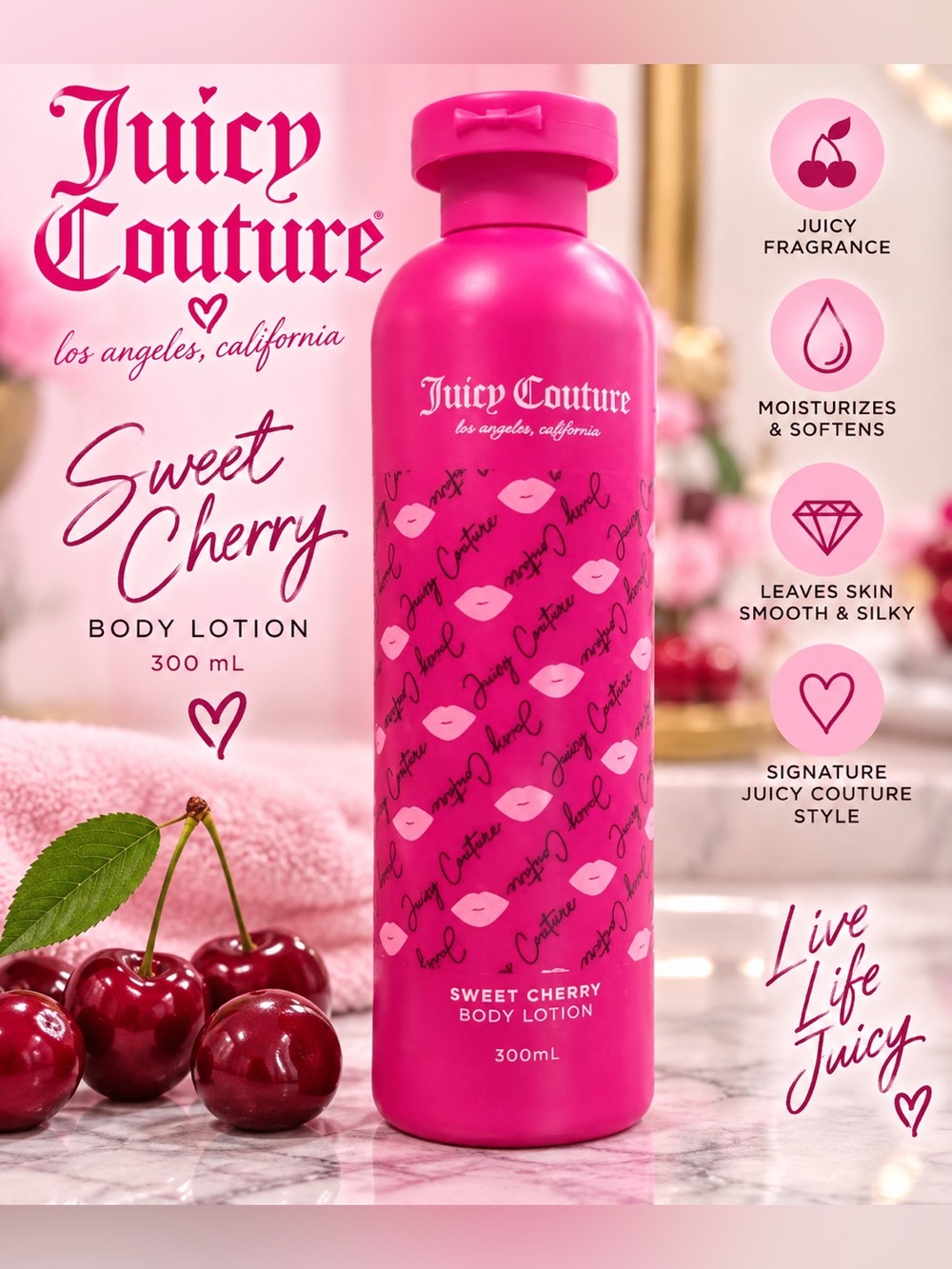 Juicy Couture Sweet Cherry Body Lotion – 300 mL – NEW